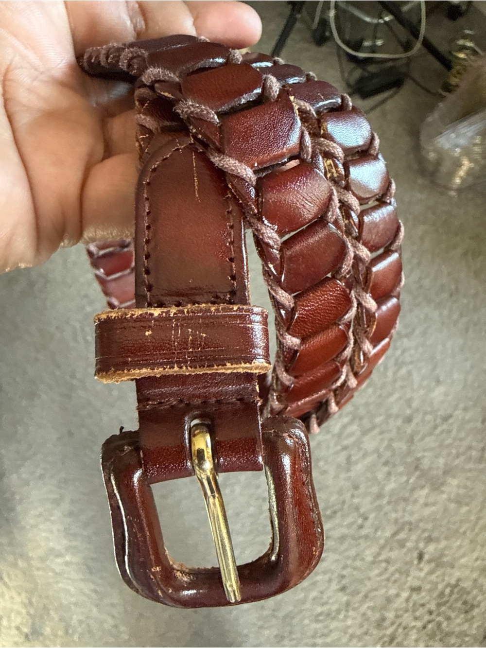 Vintage Cowhide Leather Brown Belt X-Large Fall